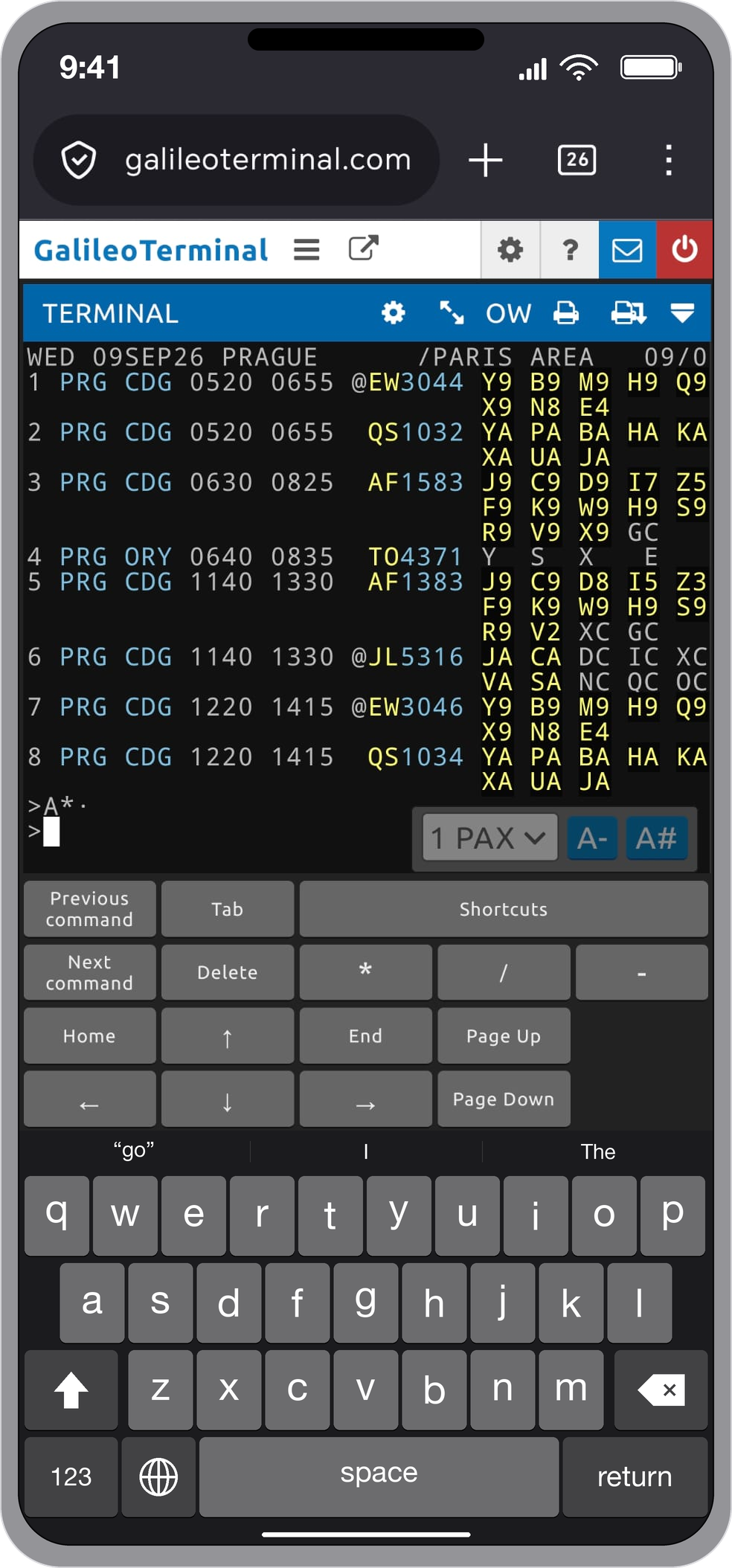 GalileoTerminal on mobile